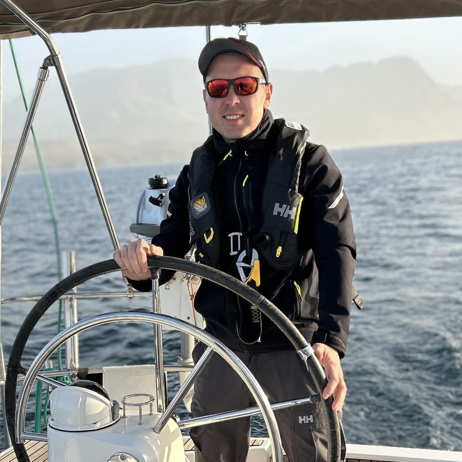 At the helm on the Adriatic